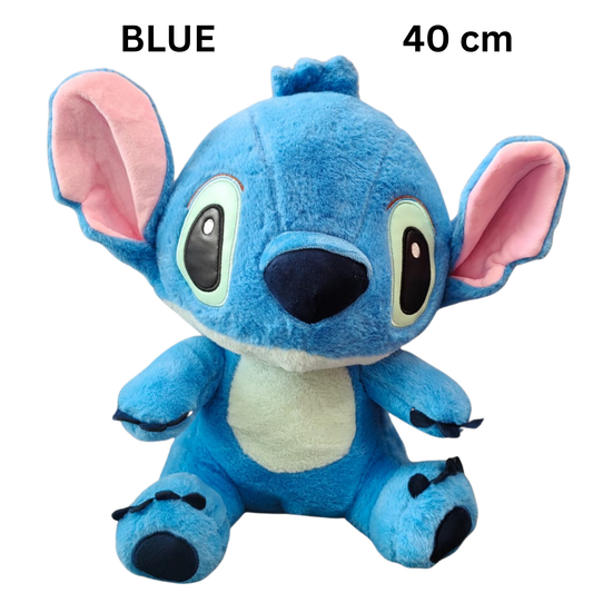 Disney's blue STITCH plush toy with pink inner ears and black toes, 40cm or 16 inches.