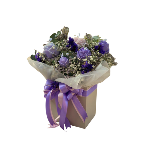 Hayat Flower's Purple Paradise flower candle arrangement
