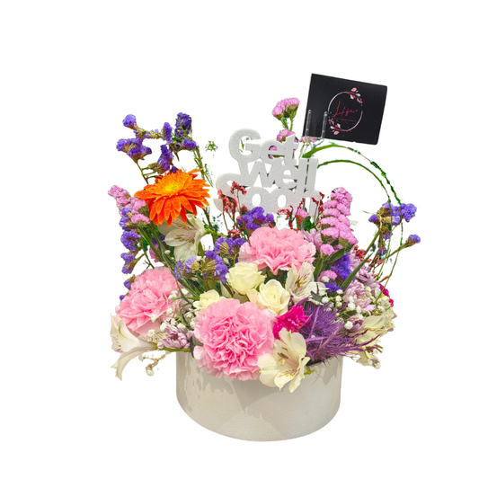 Hayat Flowers' SERENITY WISHES Gift Box Floral Arrangement is a cheerful masterpiece that uplifts the spirit.